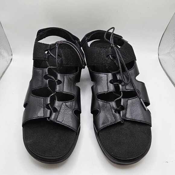 NIB Women's SAS‎ Sedona Lace-Up Leather Wedge Sandals Black Sparkle Size 10M - Picture 3 of 10
